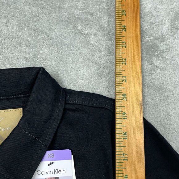 Calvin Klein XS Black Classic Trucker Denim Jacket Stretchy Fit d0153 - Picture 5 of 8